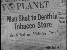 Daily Planet paper in which Mobster Cusak's death is reported