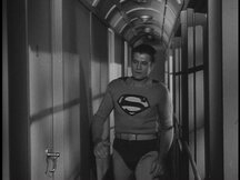 Superman walking in the train